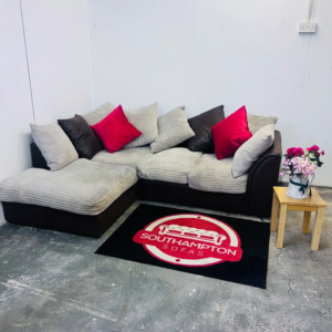 Brown/Beige Cord Corner L Shape Seater Sofa