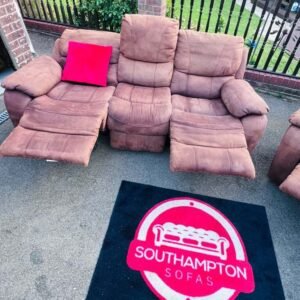 Brown Tan 3 Seater Manual Recliner Sofa